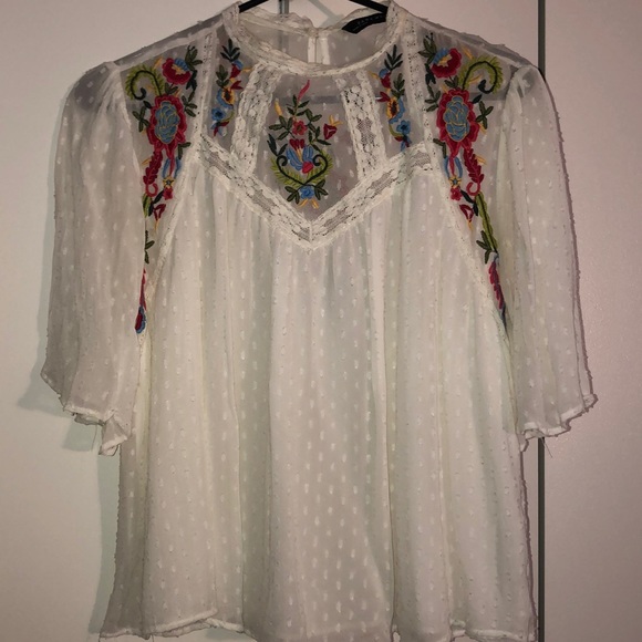 Zara Tops - 2 for $30! Embroidered Zara blouse
